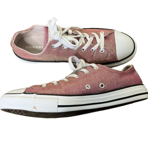 CONVERSE Kids Chuck Taylor Space Star Sneakers Glitzy Glam Glittery Pink Size 6 - Picture 7 of 9